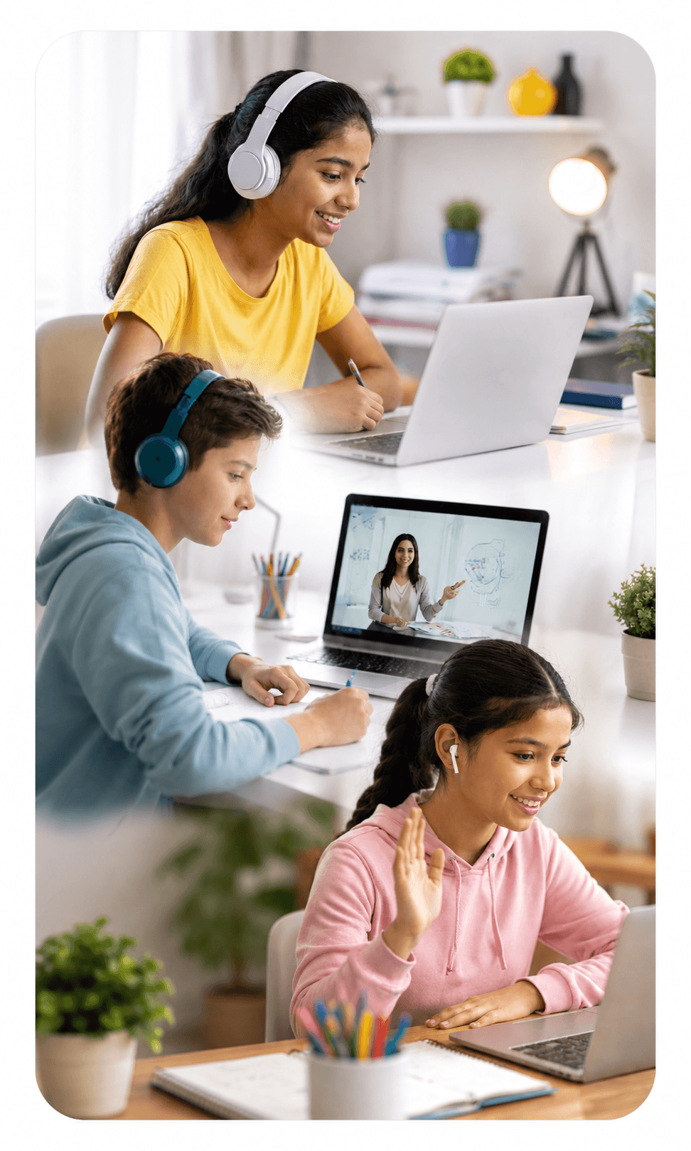 Students attending online classes